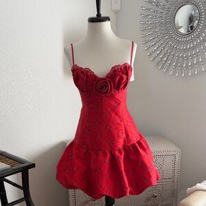 For Love and Lemons Annika Mini Red Dress S